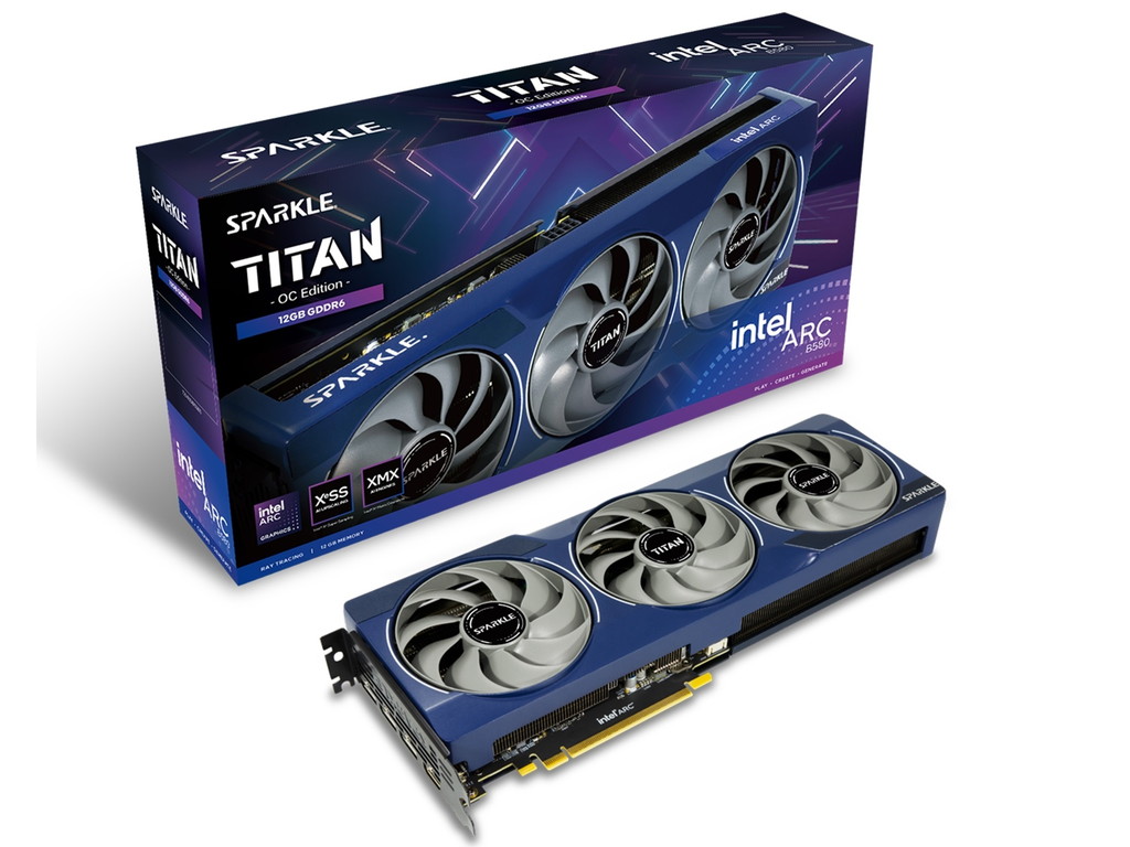 トリプルファンクーラーを搭載するArc B580 OCモデル「SPARKLE Intel Arc B580 TITAN OC」14日発売