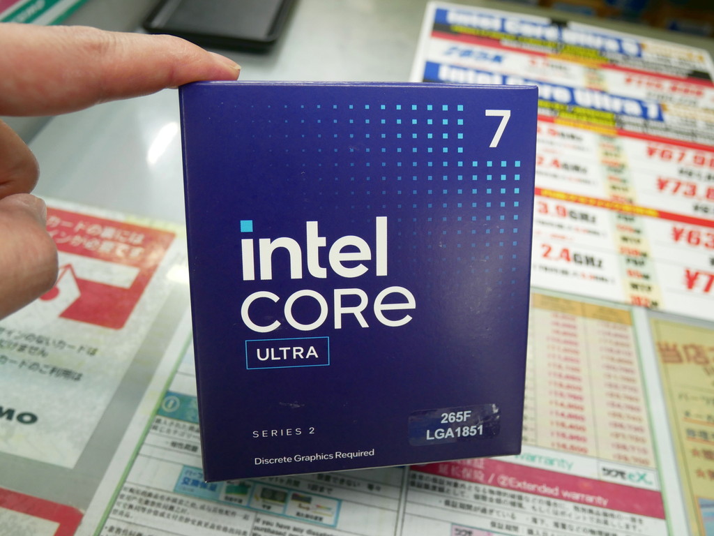 (アキバ入荷情報) iGPU非搭載のNon-Kモデル「Core Ultra 7 265F」が発売。相変わらずK型番より高価