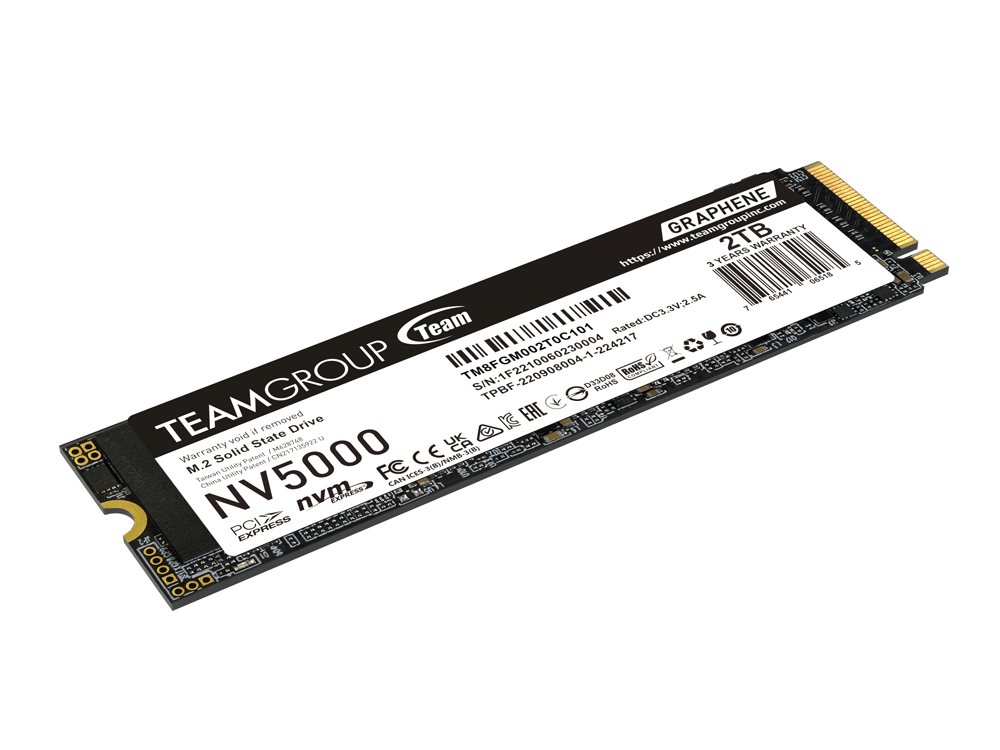 最大5,000MB/sでPCIe 4.0対応のNVMe M.2 SSDエントリーモデル、Team「NV5000」
