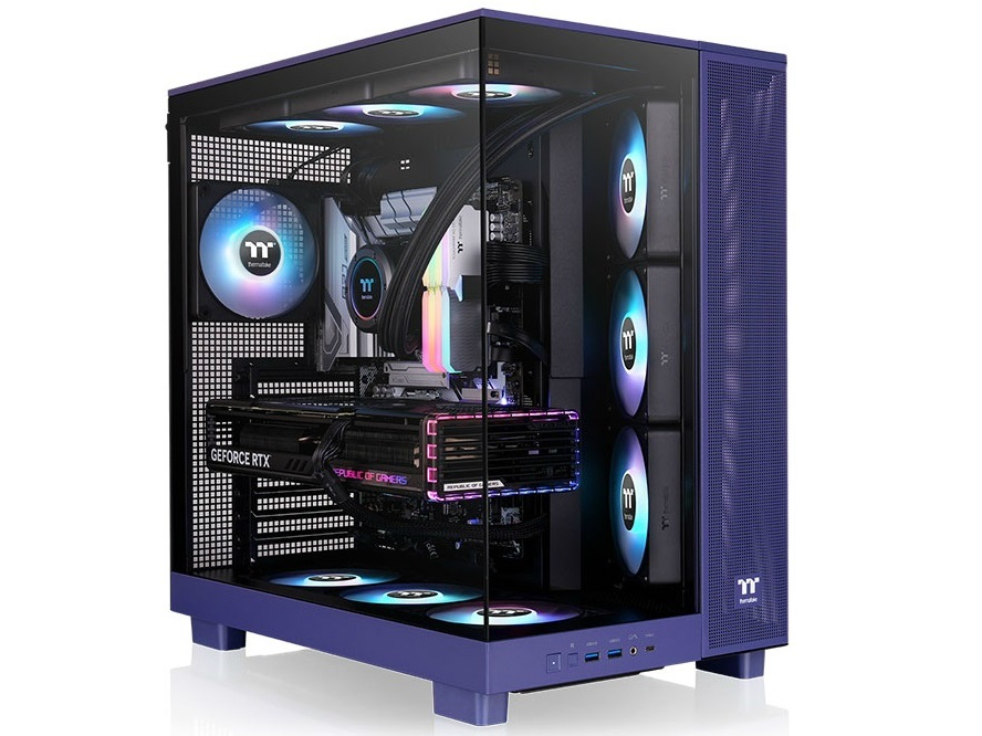 Thermaltake、背面コネクタ対応ピラーレスPCケース「View 380 XL TG ARGB」に新色Future Dusk追加