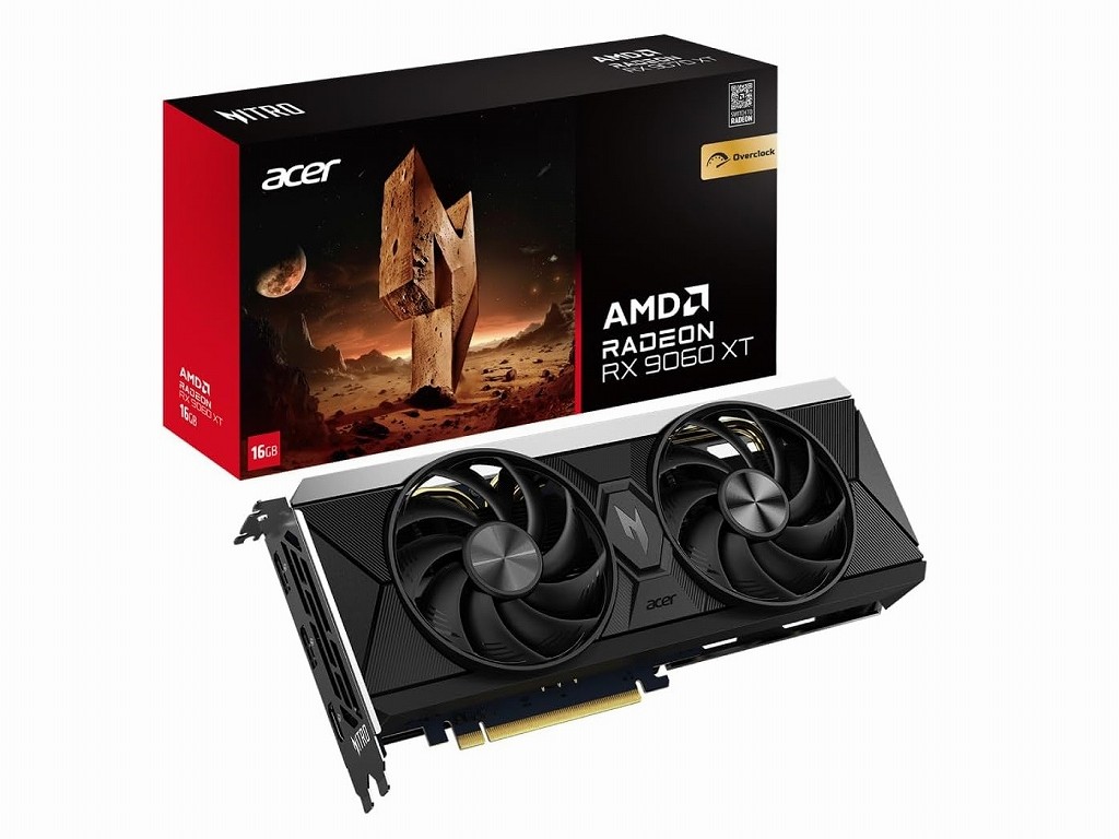 エイサー、Nitro FrostBladeファンをデュアル搭載するOC仕様のRadeon RX 9060 XT発売