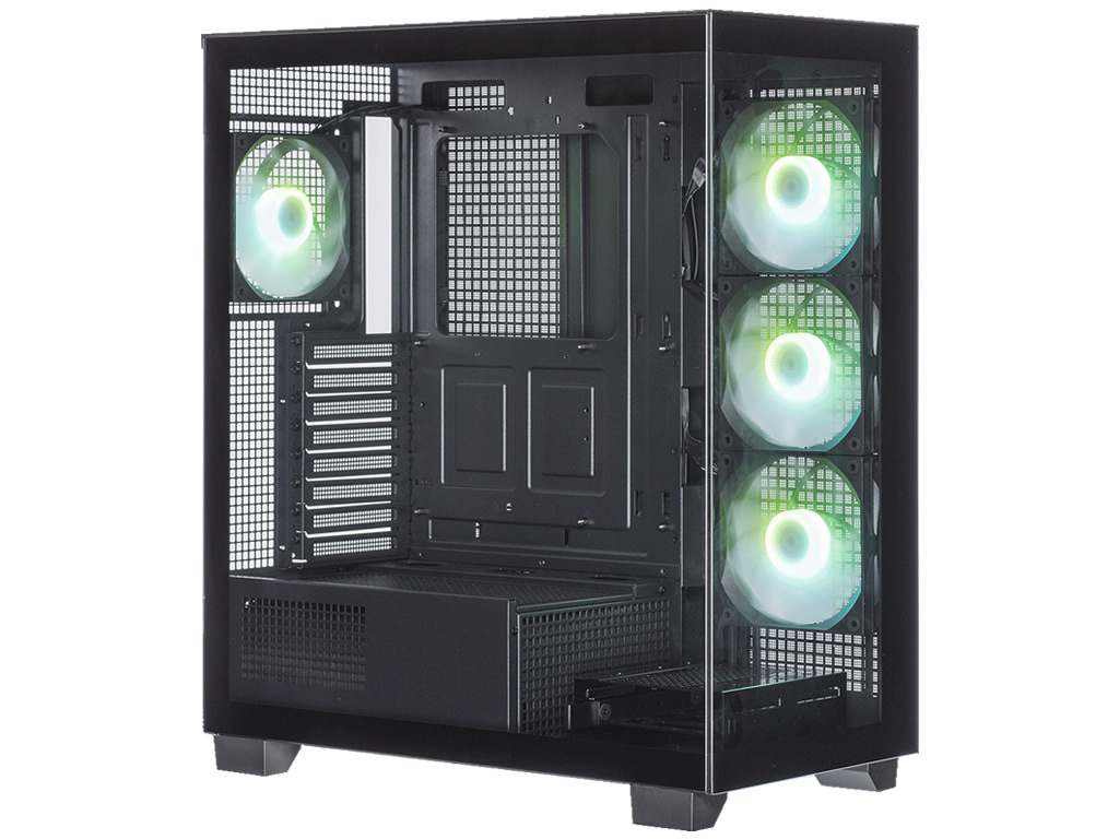 玄人志向からピラーレスデザインPCケースが登場。ミドル&ミニタワー各黒白計4モデル